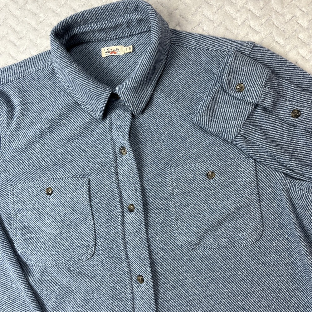 Faherty Blue Striped Button-Up Utility Shirt